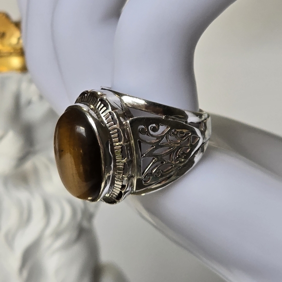 Stunning tiger's eye Sterling Silver ring. - Picture 6 of 14